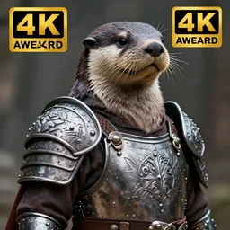 photo of a warrior with metal otter themed armour, highly detailed, 4 k, hdr, smooth, sharp focus, high resolution, award - winning photo