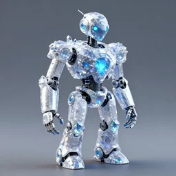 a robot made of crystal gems, bioluminiscense, fantasy art