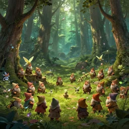 forest biome full of dwarves and fairies, fantasy apocalypse, digital art, 4 k