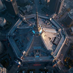 an aerial photograph of the pentagon, cyber punk style, digital art