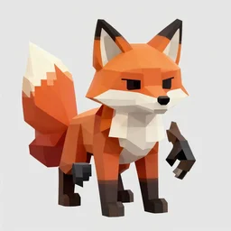 monstrous fox, game enemy, low poly model with pixel art textures