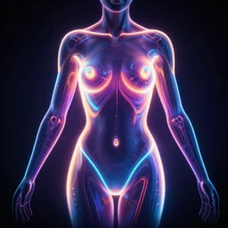 3 d neon art of a womens body, insanely detailed