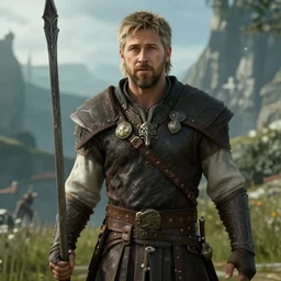 screenshot of Ryan Gosling as a bard in Skyrim