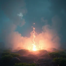 a mystical energy steaming from the ground, concept art, hyperrealistic, ultra realistic, trending on artstation, high quality, advanced technology, highly detailed, path traced, soft lighting, video game, soft colors, digital art, 8 k hdr, octane render, unreal engine 5