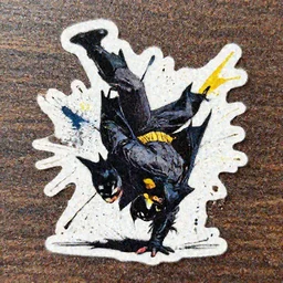 die cut sticker of batman breakdancing, splatter paint