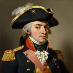 a close - up portrait painting of an amazon milk frog wearing a tricorn with a feather and a military uniform by gilbert stuart, american scene painting, oil on canvas