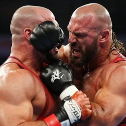 wrestlemania mr t getting punched in the face, slow motion, detailed face ripple