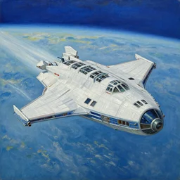 detailed oil painting of an Imperial Shuttle spacecraft flying away from earth by Vincent van Gogh