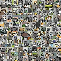 a cat eating animation sprite sheet 8 x 8