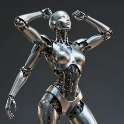 a metallic cyborg in ecstasy, photorealistic, intricate