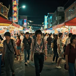 street carnival, street party , cinematic lighting, dramatic atmosphere, by Dustin Nguyen, Akihiko Yoshida, Greg Tocchini, Greg Rutkowski, Cliff Chiang, 4k resolution, trending on artstation