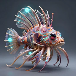 angler fish, stylized layered textures, long flowing fins, bioluminescent orbs, 3 d render, substance painter, glowing eye, smooth, sharp focus, art by h r giger