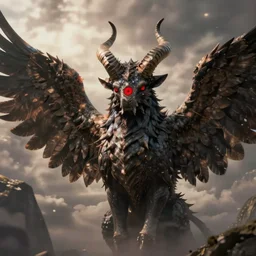 void entity with wings, horns, and a singular red eye