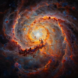 an abstract oil painting of an unbelievably beautiful space nebula ; swirling sheets of light, fire and darkness ; hyper - detailed ; an extraordinary masterpiece!!! ; flawless ; trending on artstation
