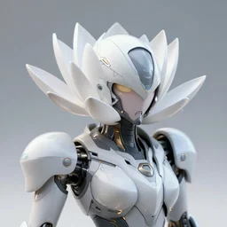 futuristic nymphaea themed mecha waterlily upper body, sepals forming helmet, highly detailed, nymphaea, 8 k hd resolution, barbatos custom gundam with floral inlay, bandai box art, star wars, makoto kobayashi, frank gehry, raymond swanland