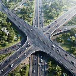 futuristic crowded complicated roads, year 2 1 0 0, octane render
