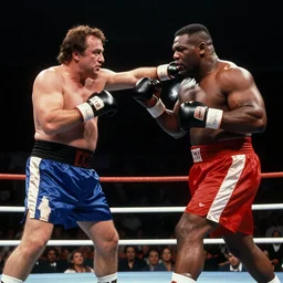 danny devito fighting mike tyson in a boxing ring in the 1 9 8 0 s