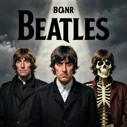 beatles album cover, evil style, angry ringo, skeleton john,