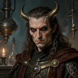 a super detailed close - up portrait illustration of a evil alchemist in medieval hypercomplex lab setting, dnd portrait, hires, 4 k, art by tim hildebrandt, gerald brom, frank frazetta