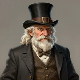 an old halfling wearing a suit and top hat, character art, D&D, high detail, trending on artstation