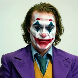 photo of Dwayne Johnson as Joker wearing a purple suit, eccentrically posing, highly detailed, realistic face, detailed face