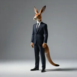 spy kangaroo, in a strict suit, like james bond, avatar image, digital art, minimalism