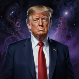 latino man that looks like donald trump, cosmic horror painting, elegant intricate digital painting artstation concept art by mark brooks and brad kunkle detailed