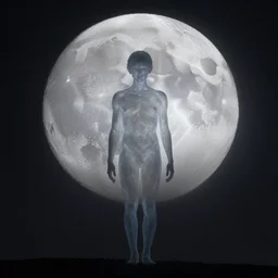 looking at the full moon, transparent soul leaving the body, loish, dave mckean