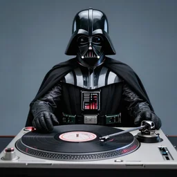 the most amazing dream of science fiction darth vader dj spinning a turntable at an astronaut rave, dan mumford, moebius, hd, vibrant color, high contrast, digital illustration