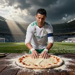 soccer player ronaldo 7 made of pizza dough