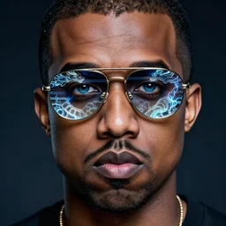 a detailed portrait of kanye west as dreampunk male model with striped lensed aviators ( chinese dragon ) fractal ( glass ) ( lightning ) beautiful! ( ( blue eyes ) ) by tomasz alen kopera and peter mohrbacher and johanna martine! and margaret keane! elegant fierce masculine luminescent