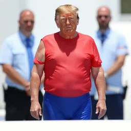 trump in a bathing suit getting arrested
