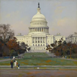 the fall of washington dc, realism, oil in canvas,