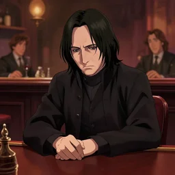 sad severus snape sitting in a bar, fantasy, concept art, artstation, disney, pixar, dreamworks, anime, tyler edlin, feng zhu, jason chan, thomas karpi