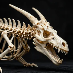 dragon skeleton, studio photography, 4 k, black background