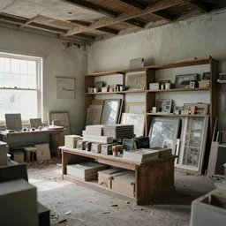 A showcase in an abandoned store