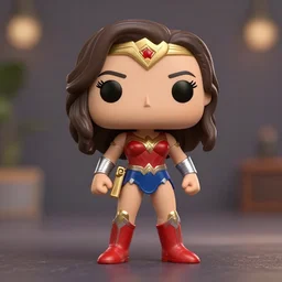 fashion model full body character gal gadot face as wonder woman action figure funko pop, unreal engine, octane render, cgsociety, nendroid, anime, disney, pixar, 8 k, hd, dof, volumetric lighting cute, by alex ross