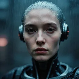 cinestill 5 0 d candid photographic portrait by jean - luc godard of a retro - futurist android, closeup, modern cyberpunk moody emotional cinematic, pouring rain menacing lights shadows, 8 k, hd, high resolution, 3 5 mm, f / 3 2, ultra realistic faces, ex machina, blur, unframed