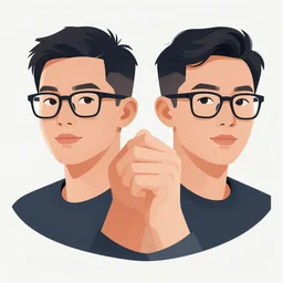 2 d character design, a asian male with glasses, vector art, digital art, portrait, 4 k, 8 k, sharp focus, smooth, illustration, concept art