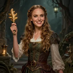 young ginger Natalie Portman as a cheerful alchemist, highly detailed, dramatic, fantasy concept art by terry wei, trending on Artstation, Pinterest