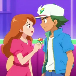 ash ketchum confessing his love to ivanka trump, sprite, vaporwave nostalgia, directed by beat takeshi, visual novel cg, 8 0 s anime vibe, kimagure orange road, maison ikkoku, sketch by akira toriyama