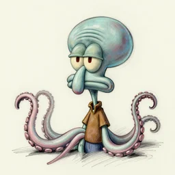 a realistic yet scraggly portrait sketch of the side profile of a stern and sophisticated squidward tentacles, trending on artstation, intricate details, in the style of frank auerbach, in the style of sergio aragones, in the style of martin ansin, in the style of david aja, in the style of mattias adolfsson
