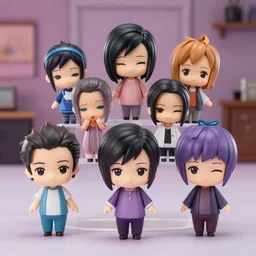cast of friends as Nendoroid figures, anime style, product photo