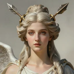 aphrodite goddess wearing an arrow on her head, beautiful face, digital illustration, in the style of greg rutkowski, fantasy, amazing detail, epic, intricate, elegant, smooth, sharp focus