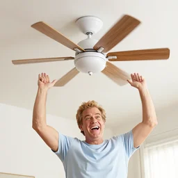 entropy ceiling fan being provoked by george carlin. he is hoping that the explosions are fun