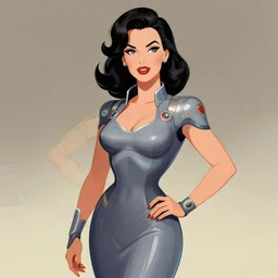 a retro sci - fi pinup illustration of dita von teese in the style of alberto vargas and in the style of gil elvgren.