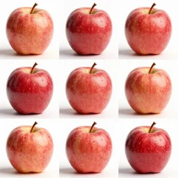 a 3 × 3 array of images of an apple