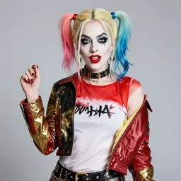 pinup portrait of lady gaga as harley quinn, fashion photography,
