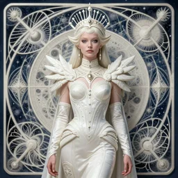 detailed realistic beautiful young groovypunk fully clothed cher as queen of andromeda galaxy. art nouveau, symbolist, visionary, baroque, giant fractal details. horizontal symmetry by zdzisław beksinski, iris van herpen, raymond swanland and alphonse mucha. highly detailed, hyper - real, beautiful