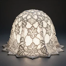 intricate lace cloth covering a glowing sphere